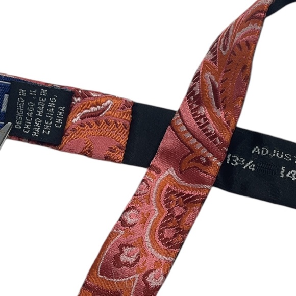 THE TIE BAR Pink/Salmon Paisley Silk DESIGNER Bow Tie HANDMADE - Picture 3 of 3